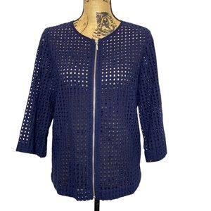 Chico’s Navy Mesh Zipper Top S